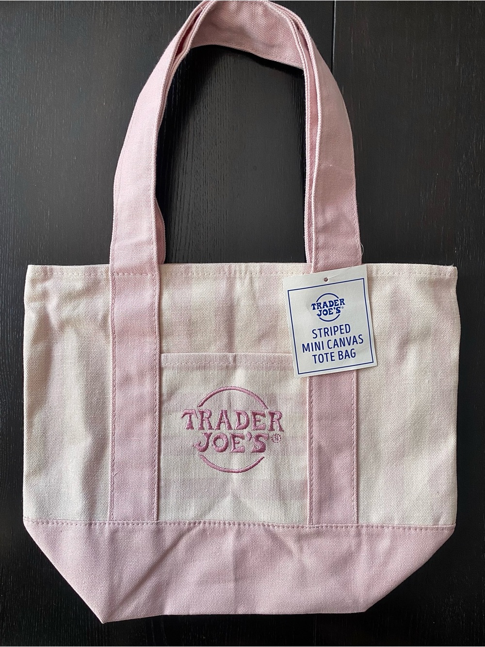 Trader Joe's Pink Striped Canvas Mini Tote